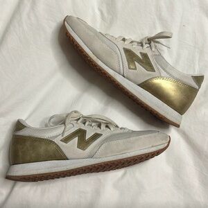 New Balance Gold and Cream Sneakers